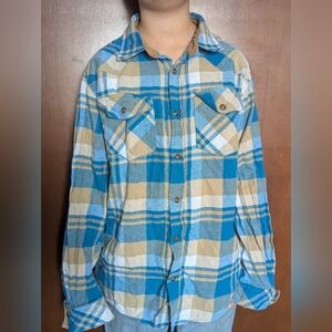 Legendary Whitetails Men’s Medium Blue & Tan Plaid Flannel Shirt